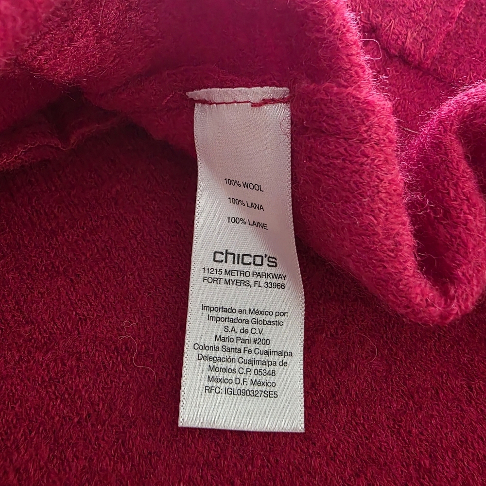 CHICO'S Boiled 100% Wool Longline Cardigan Vest Red Size Medium - Picture 11 of 13